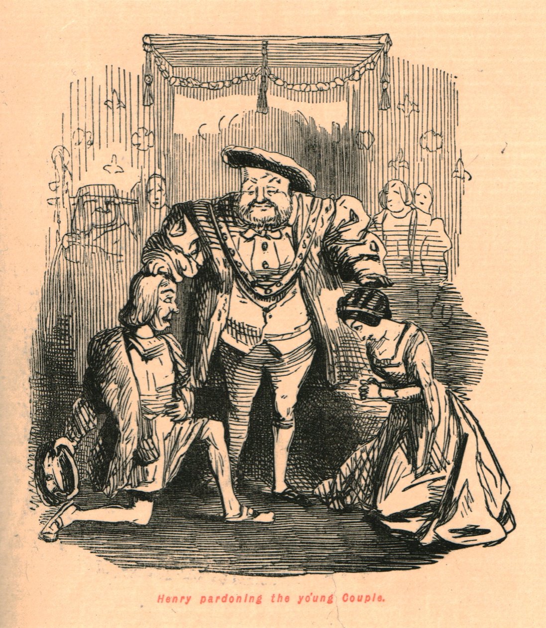 Henry benåder det unge par, 1897. af John Leech