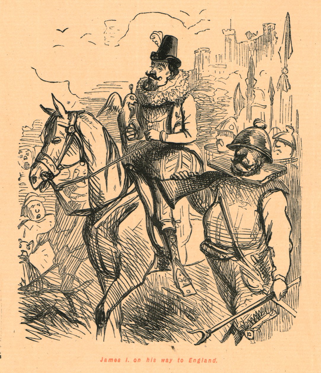 James I på vej til England, 1897. af John Leech