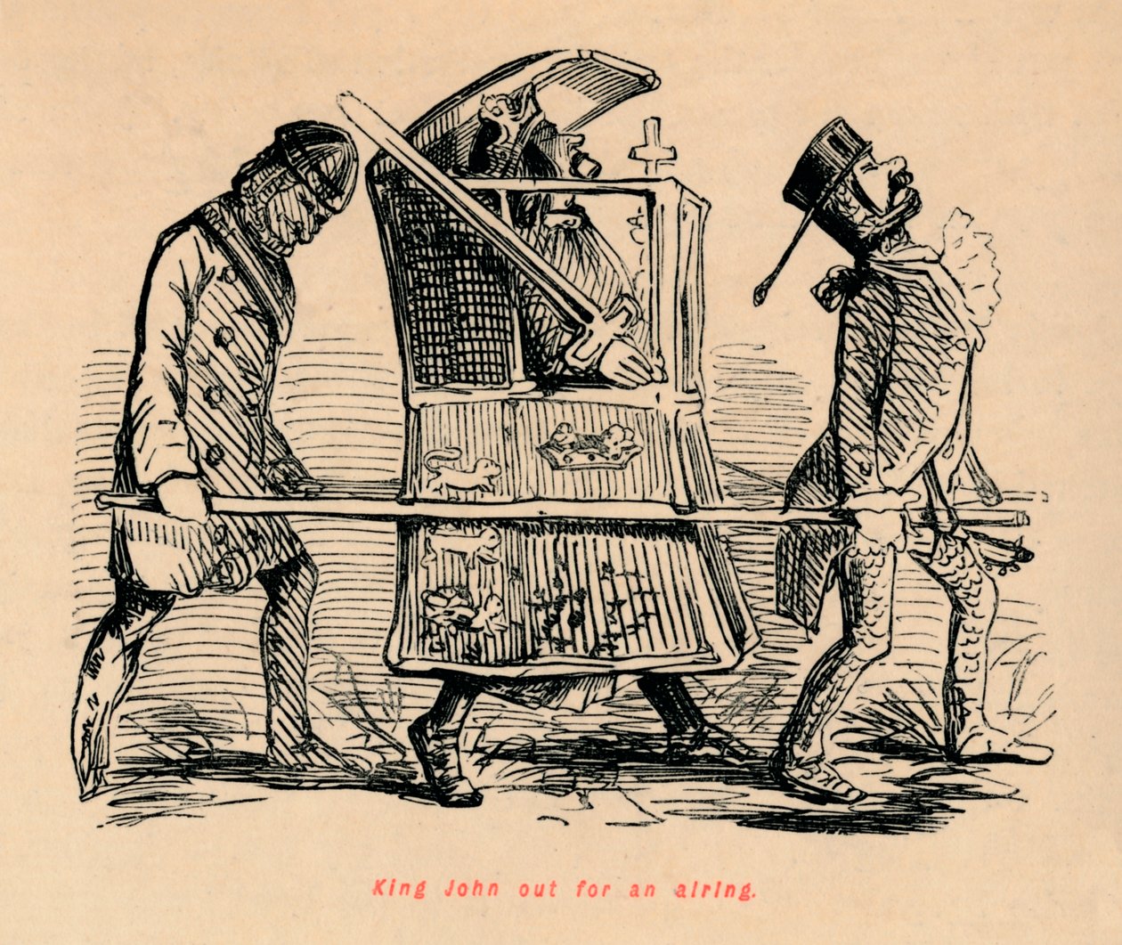 King John ude til luftning, c1860, c1860 af John Leech