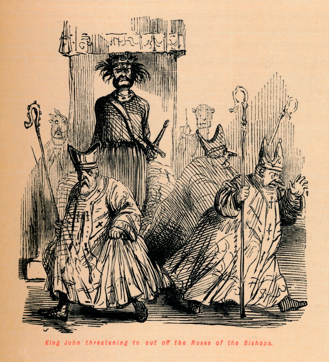Kong John truer med at skære biskoppernes næser af, c1860, c1860 af John Leech