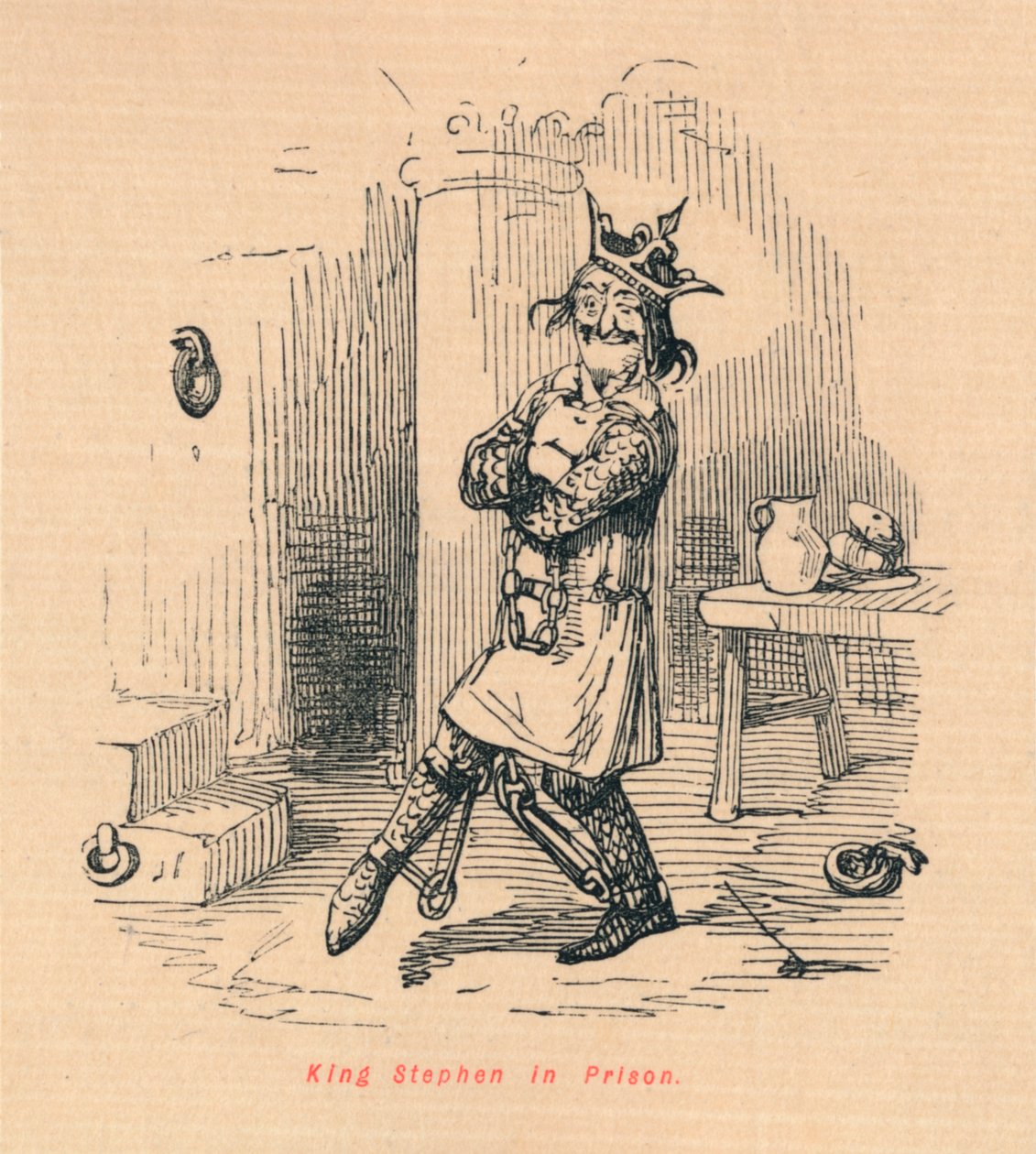 Kong Stephen i fængsel, c1860, c1860 af John Leech