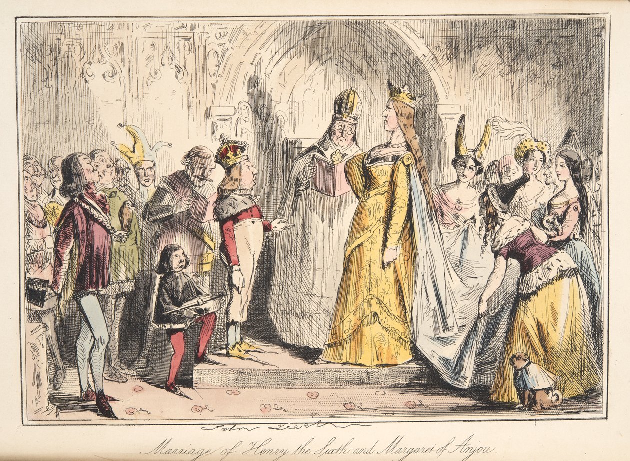 Ægteskab af Henry VI, med Margaret af Anjou, fra The Comic History of England, pub. 1864 (håndfarvet radering) af John Leech