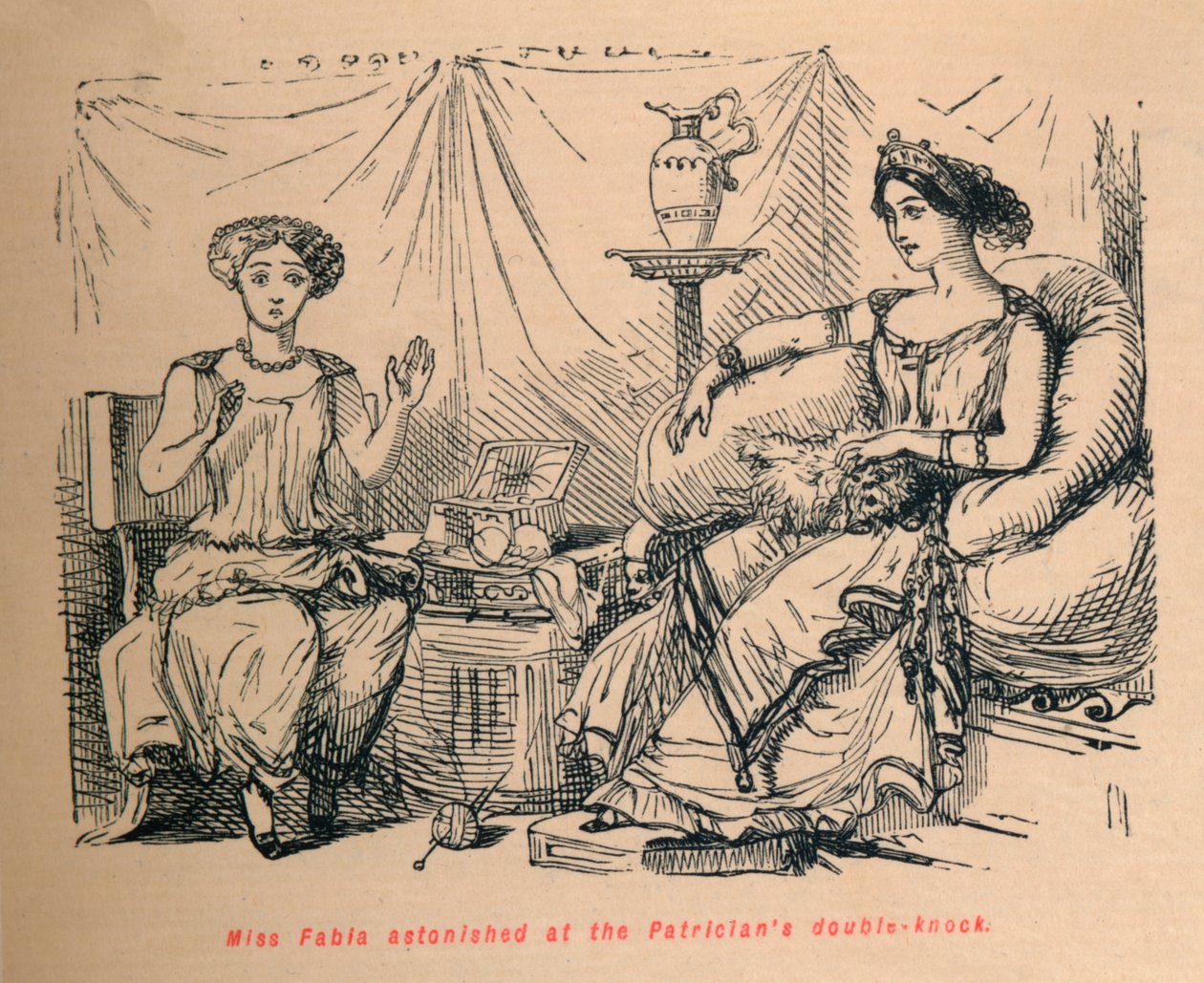 Frøken Fabia forbløffet over patriciernes dobbeltslag, 1852 af John Leech
