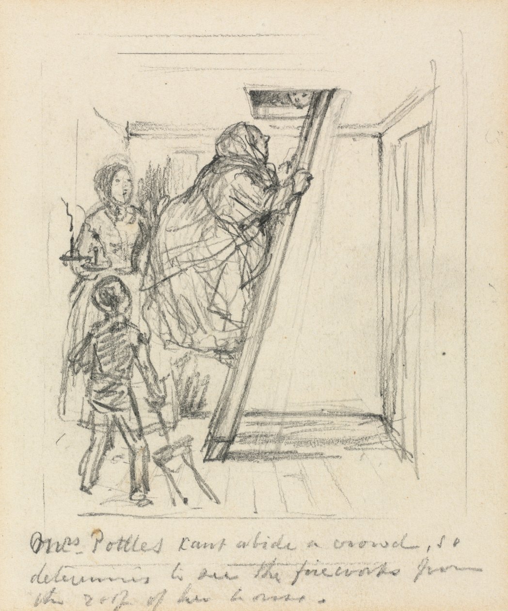 "Mrs. Pottles kan ikke tåle en skare" af John Leech