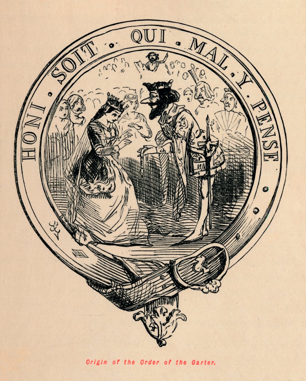 Oprindelse af strømpebåndsordenen, c1860, c1860 af John Leech