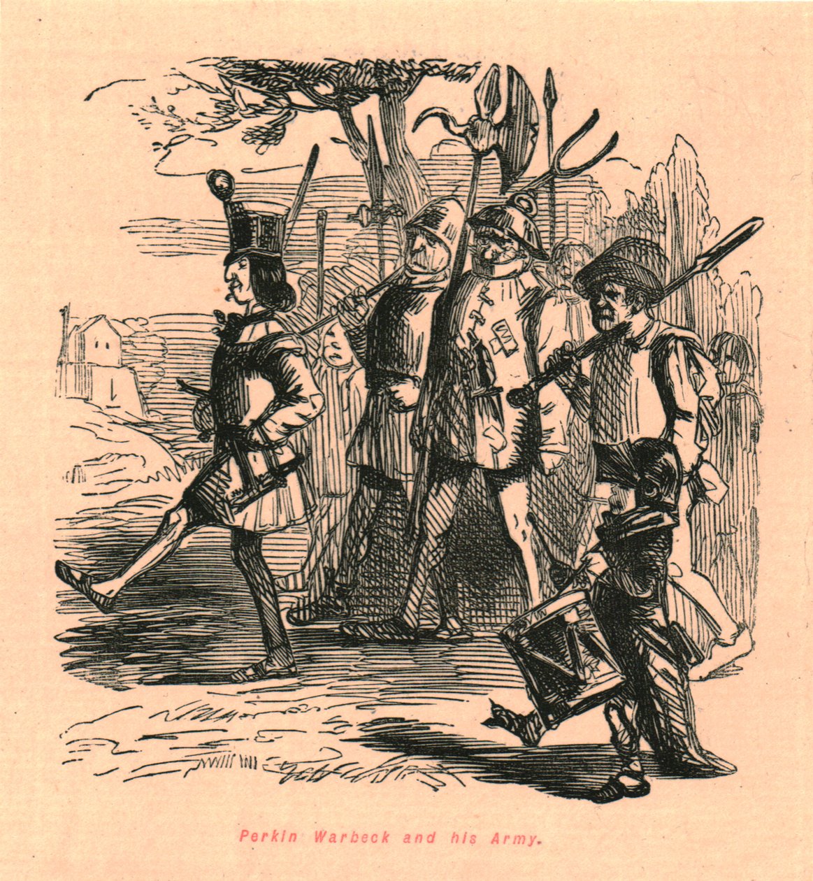 Perkin Warbeck og hans hær, 1897. af John Leech