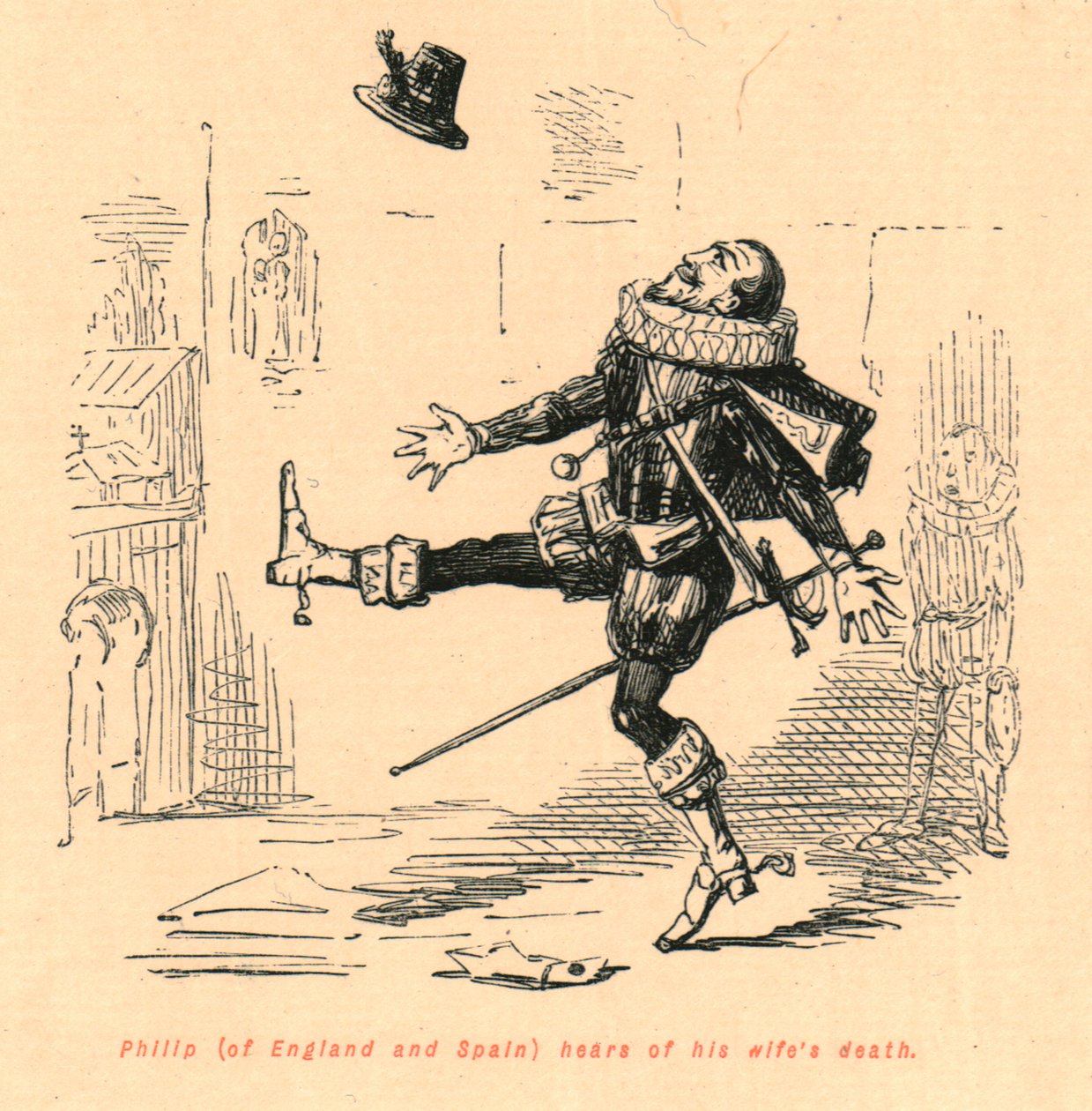 Philip af England og Spanien hører om sin kones død, 1897. af John Leech