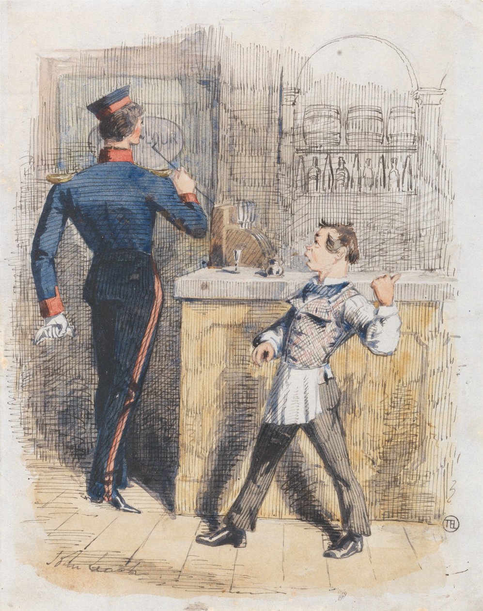 Pot Valiant: scene i en skænkestue af John Leech