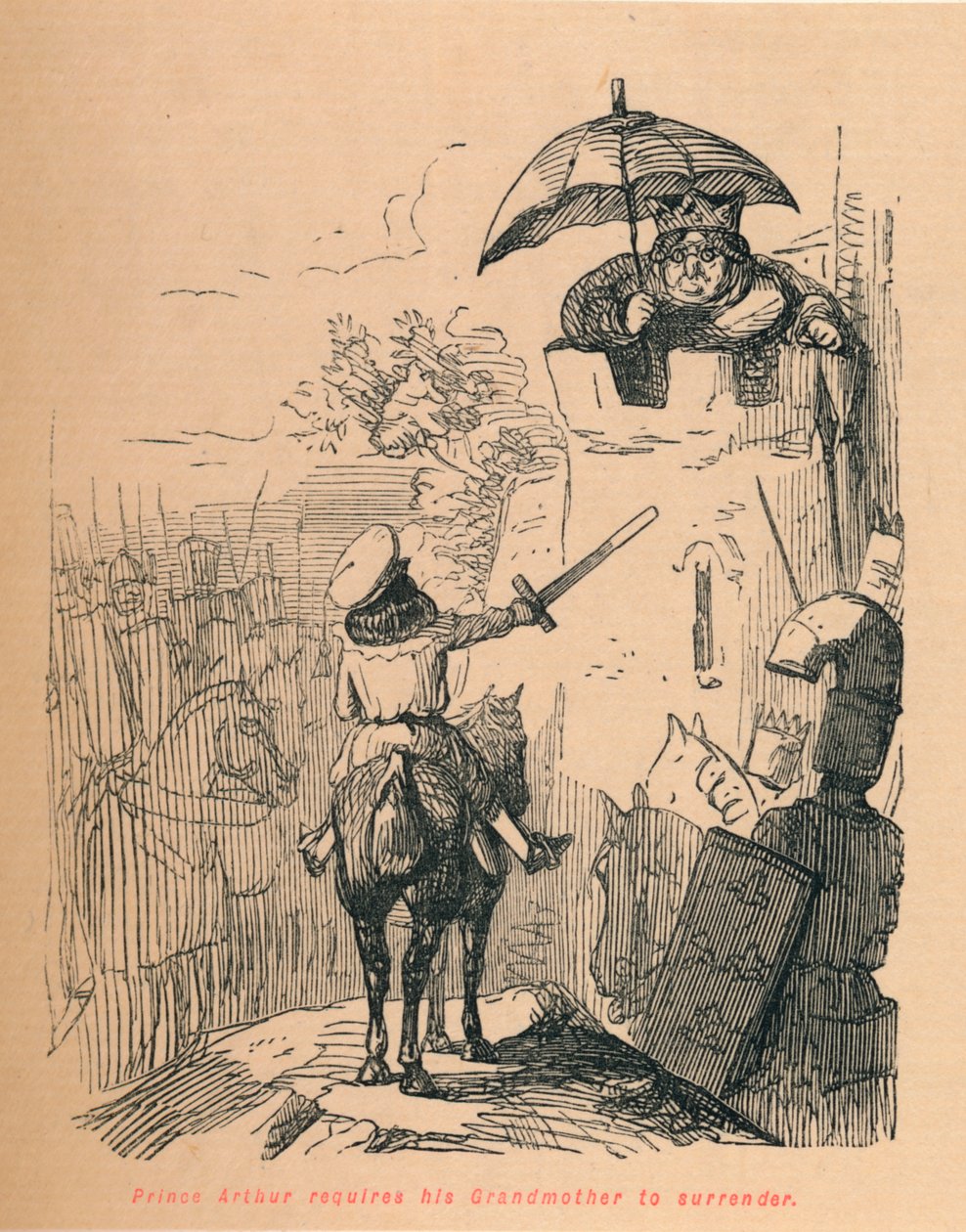 Prins Arthur kræver, at hans bedstemor overgiver sig, c1860, c1860 af John Leech