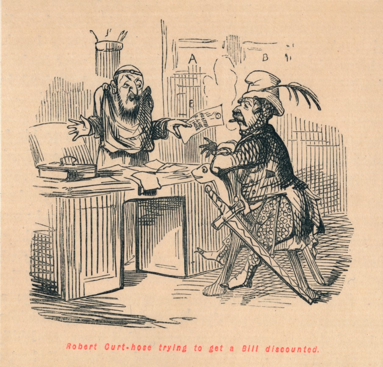 Robert Curthose forsøger at få en regning nedsat, c1860, c1860 af John Leech