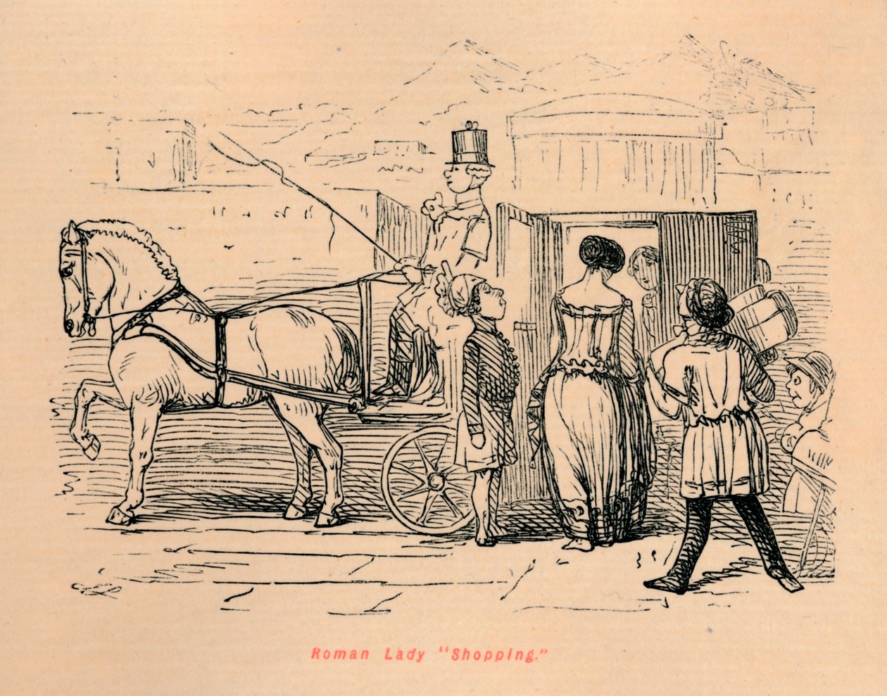 Roman Lady Shopping, 1852 af John Leech