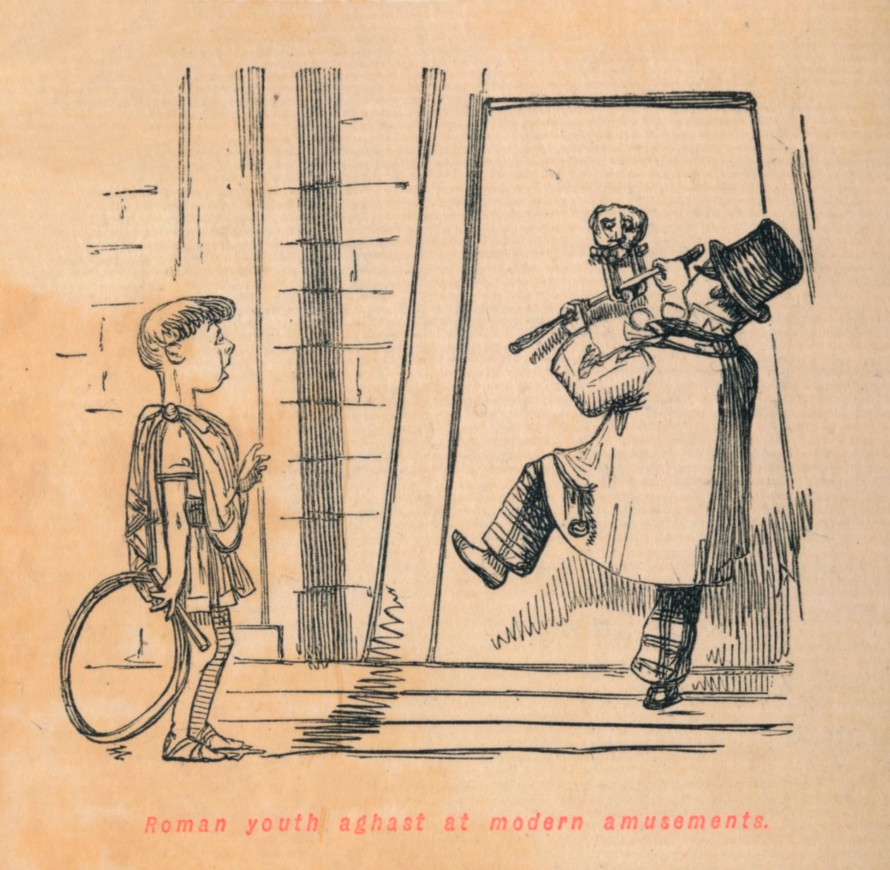 Romersk ungdom forfærdet over moderne forlystelser, 1852 af John Leech
