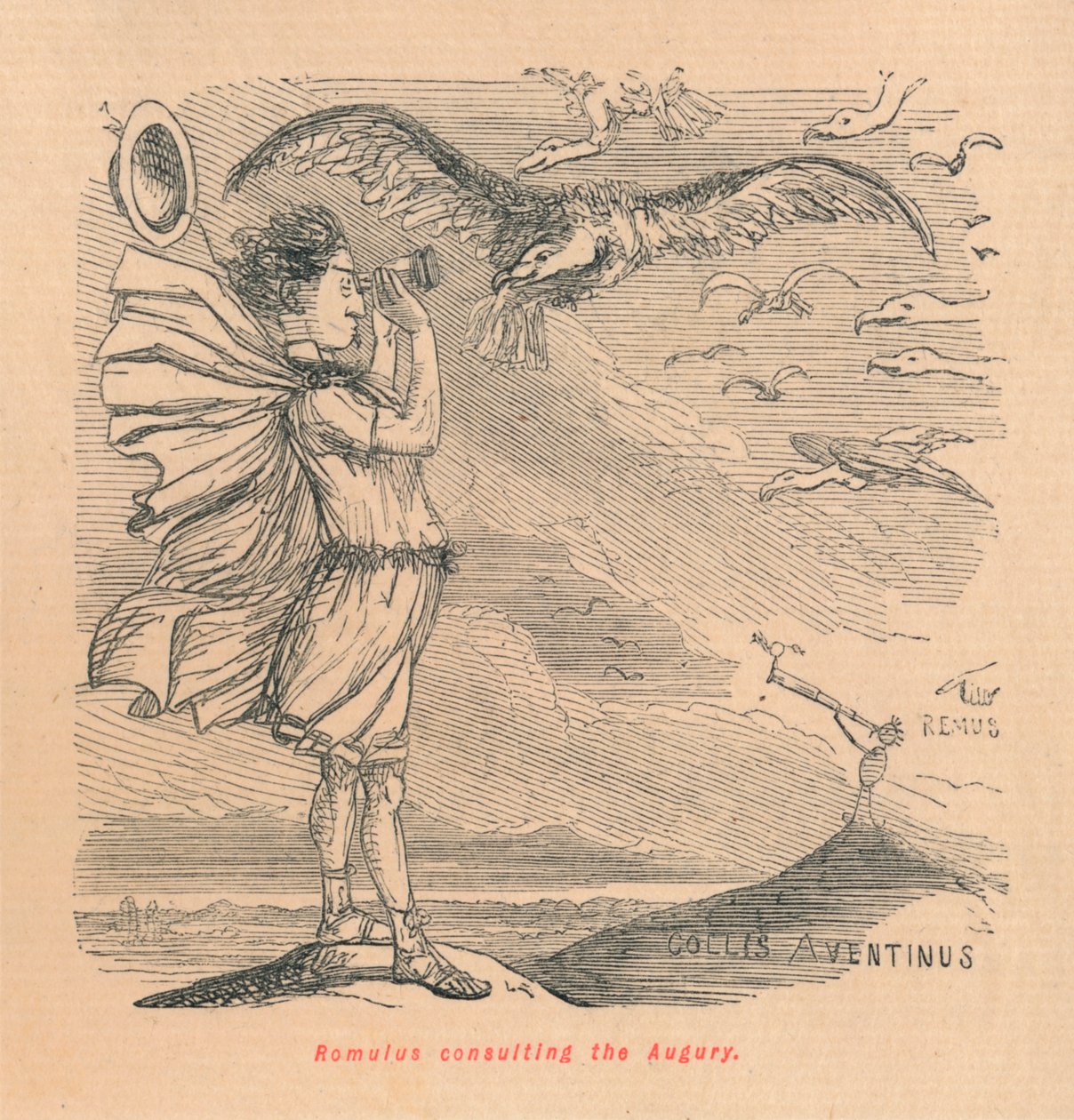 Romulus konsulterer august, 1852 af John Leech