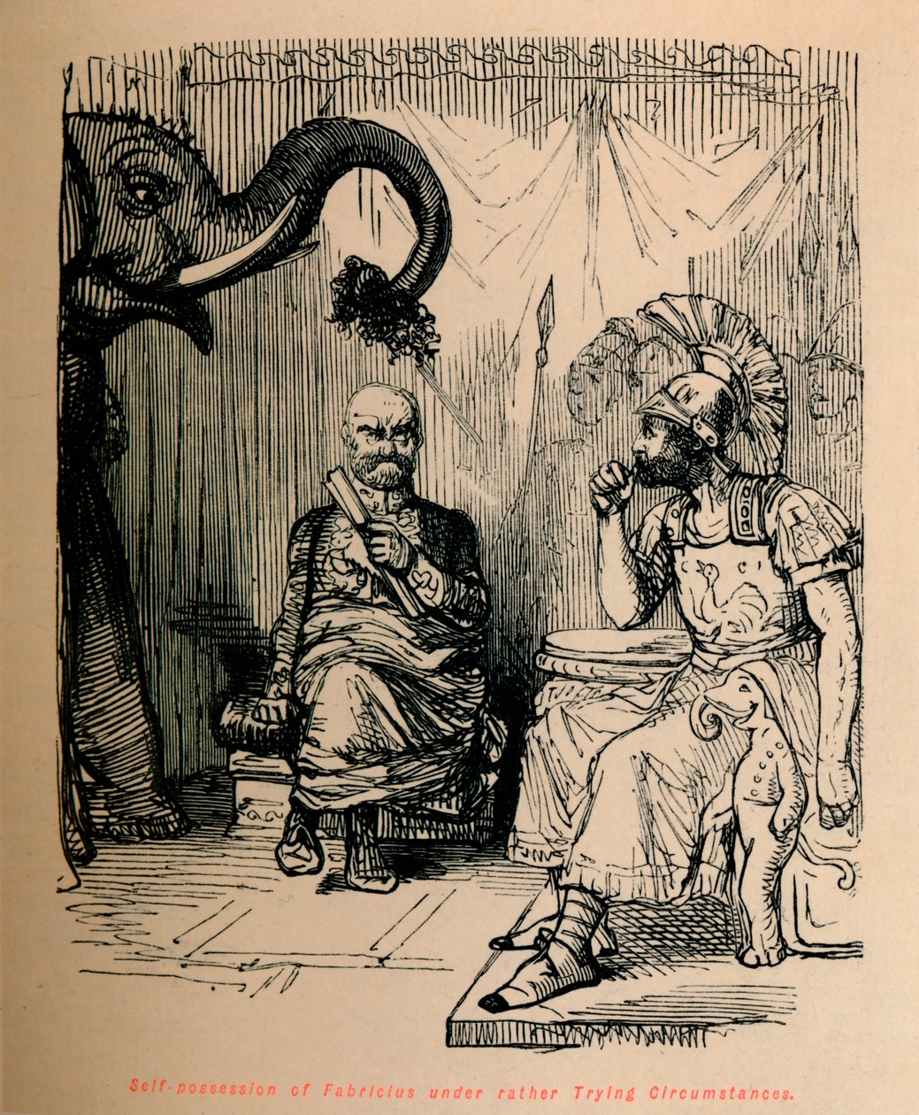 Selvbesiddelse af Fabricius under ret prøvende omstændigheder, 1852 af John Leech