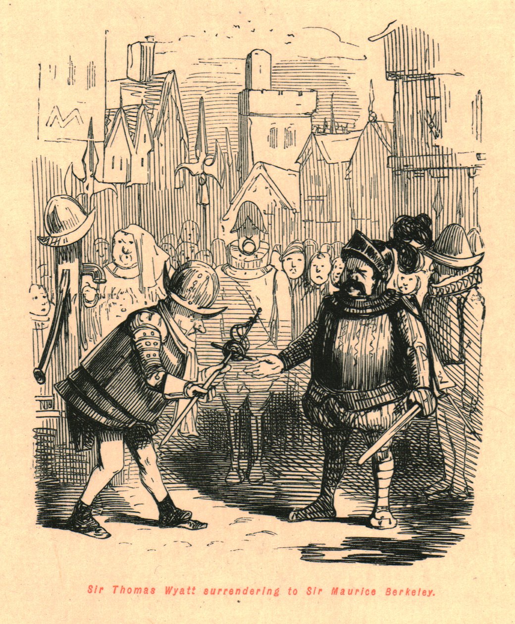 Sir Thomas Wyatt overgiver sig til Sir Maurice Berkeley, 1897. af John Leech