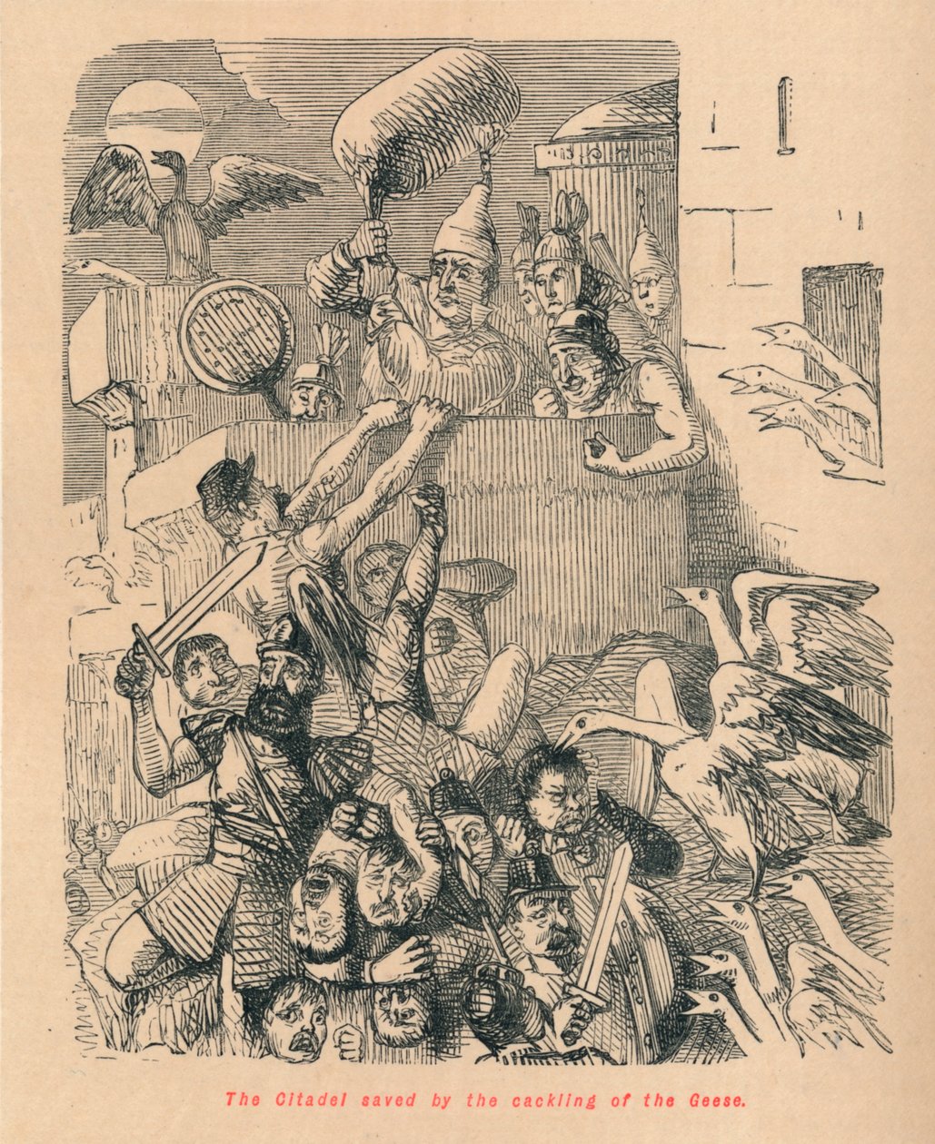 Citadellet reddet af gæsens kaglen, 1852 af John Leech