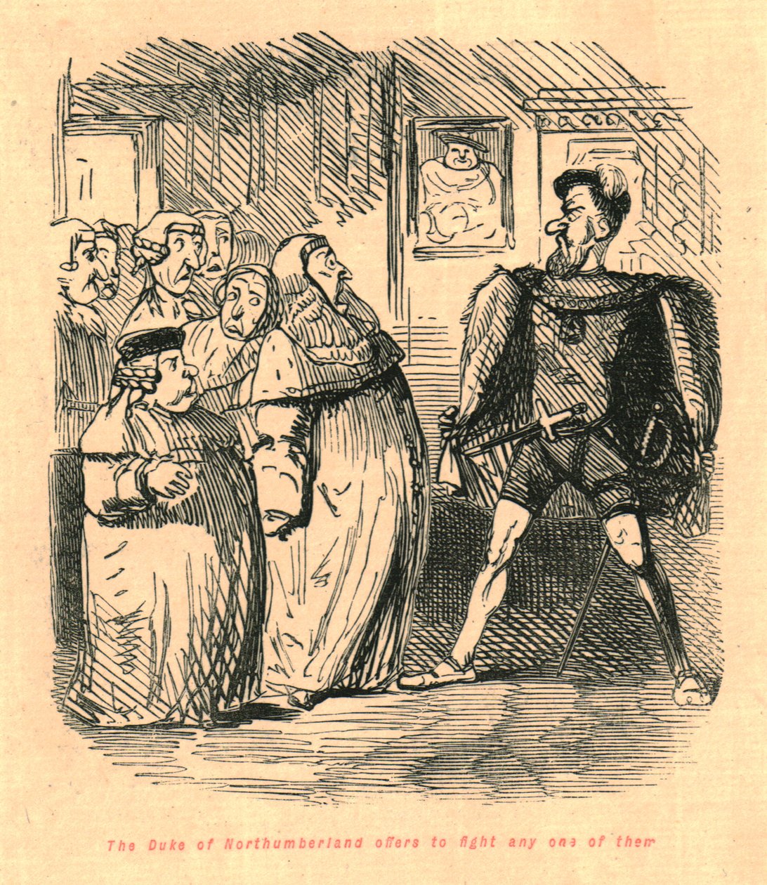 Hertugen af Northumberland tilbyder at bekæmpe enhver af dem, 1897. af John Leech
