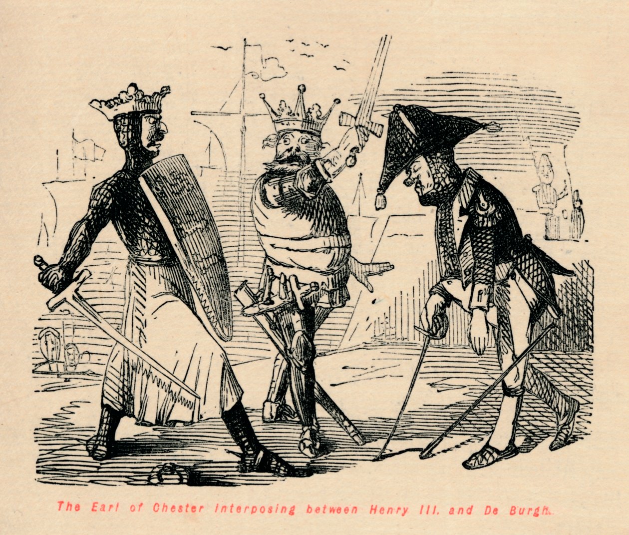 Jarlen af Chester mellem Henry III og De Burgh, c1860, c1860 af John Leech