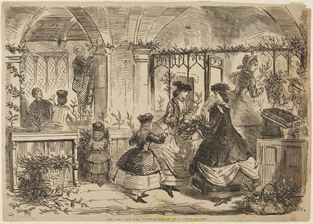 Døbefonten og blomsterne af John Leech