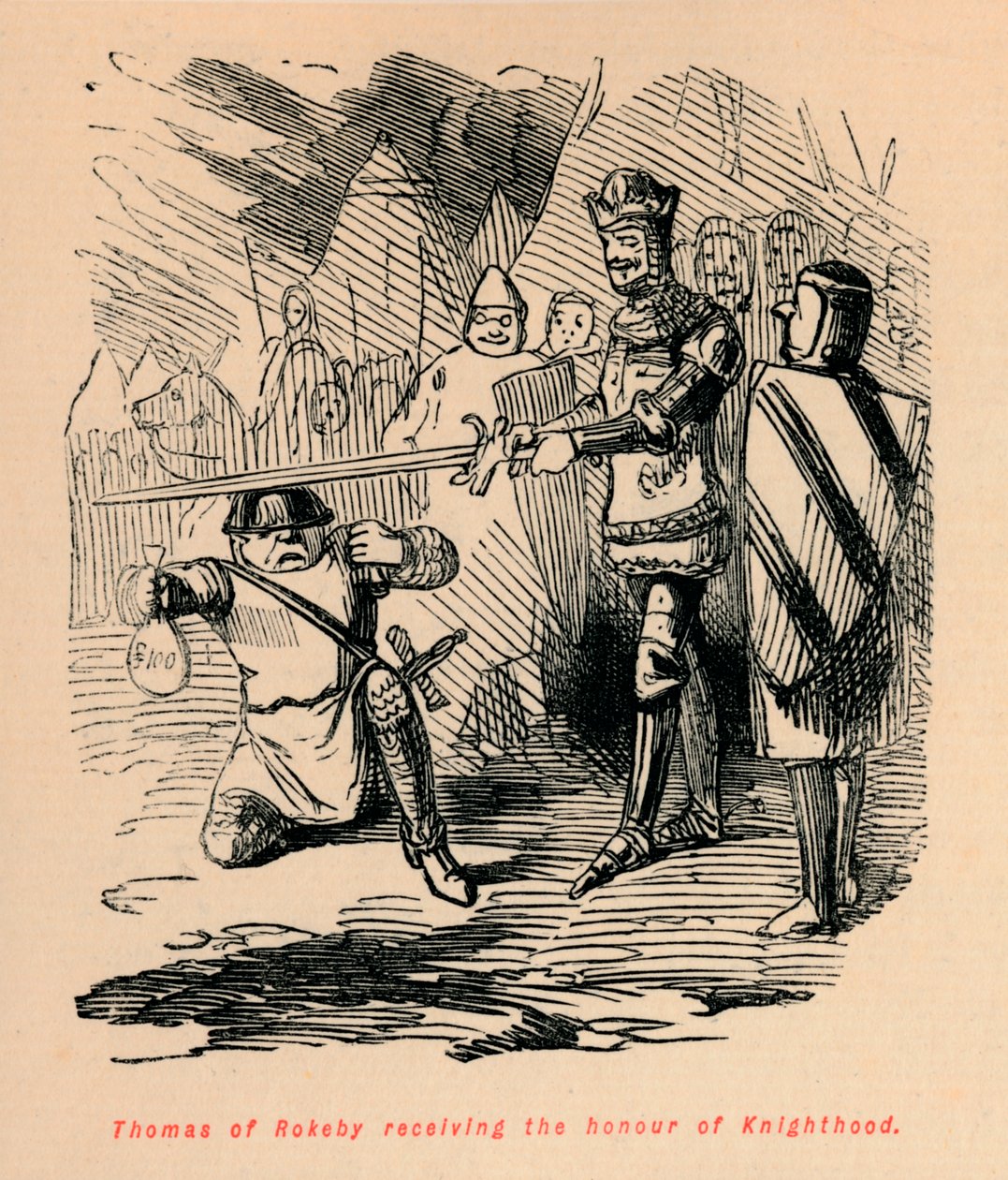 Thomas af Rokeby modtager æren af ridderskab, c1860, c1860 af John Leech