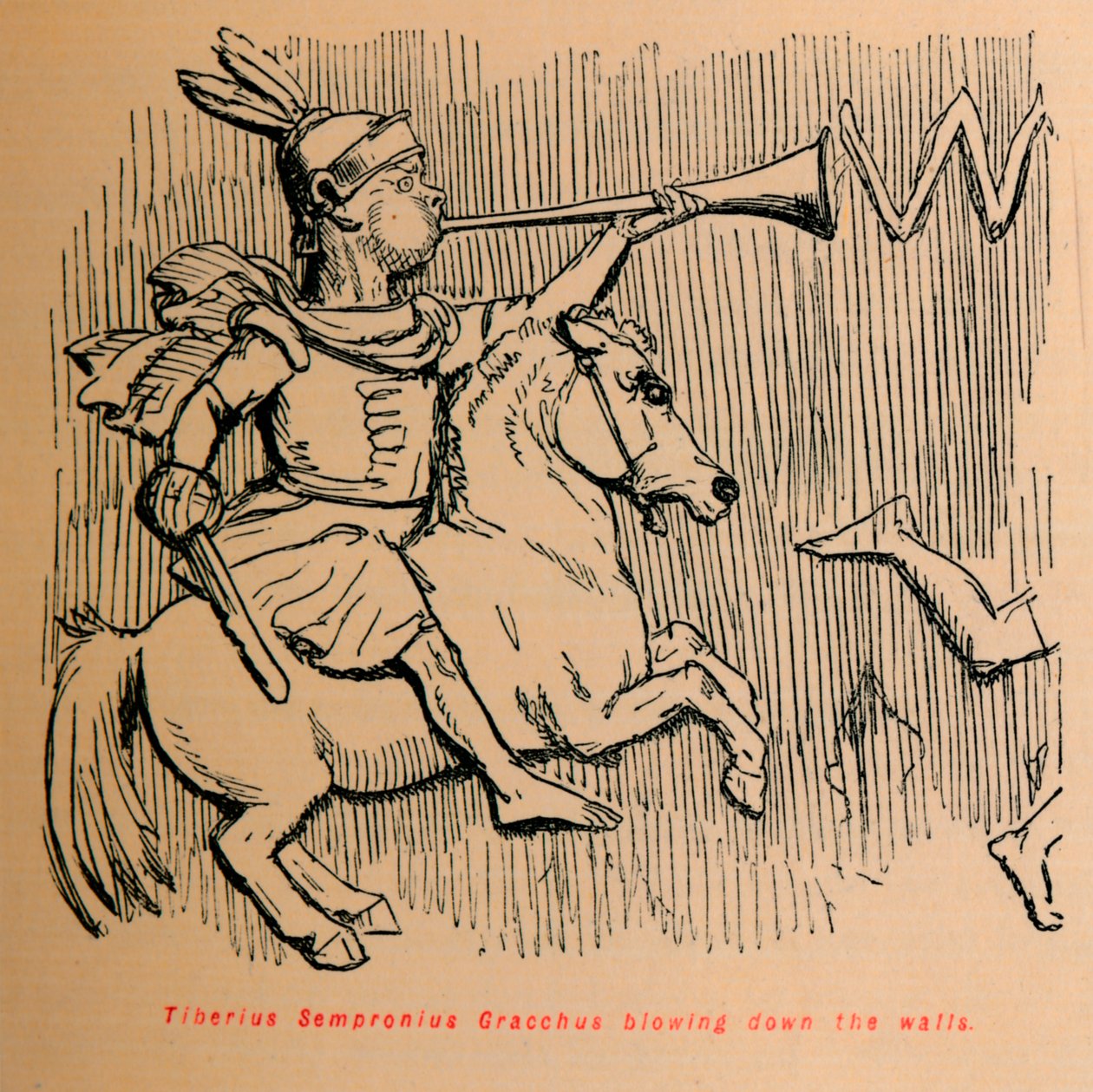 Tiberius Sempronius Gracchus blæser murene ned, 1852 af John Leech