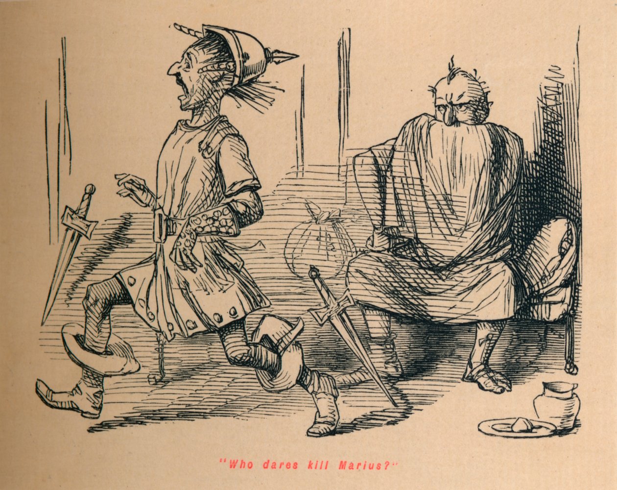 Hvem tør dræbe Marius, 1852 af John Leech