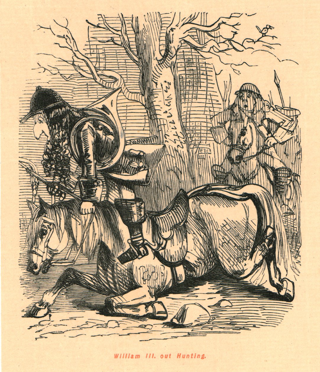 Vilhelm III. ud på jagt, 1897. af John Leech