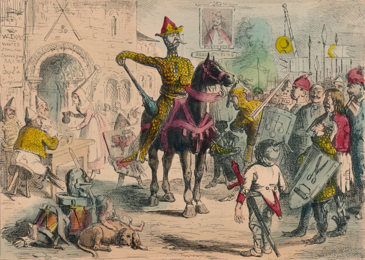 William inspicerede de frivillige før invasionen af England, 1850 af John Leech