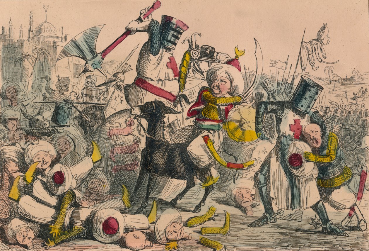 Fantastisk kamp mellem Richard Coeur de Lion og Saladin, 1850 af John Leech and Gilbert Abbott A Beckett