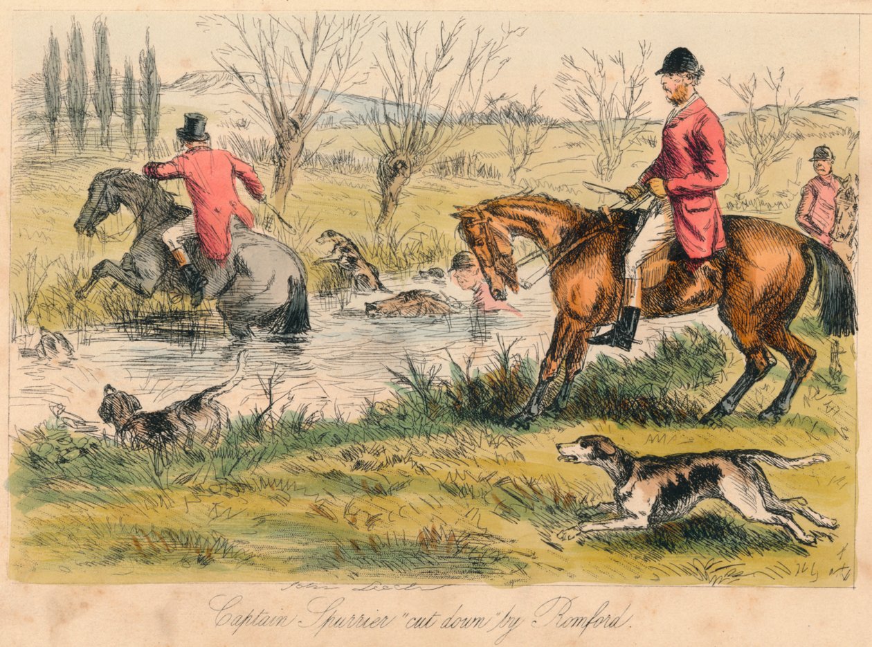 Kaptajn Spurrier skåret ned af Romford, 1865. Kunstnere: John Leech, Hablot Knight Browne. af John Leech and Hablot Knight Browne