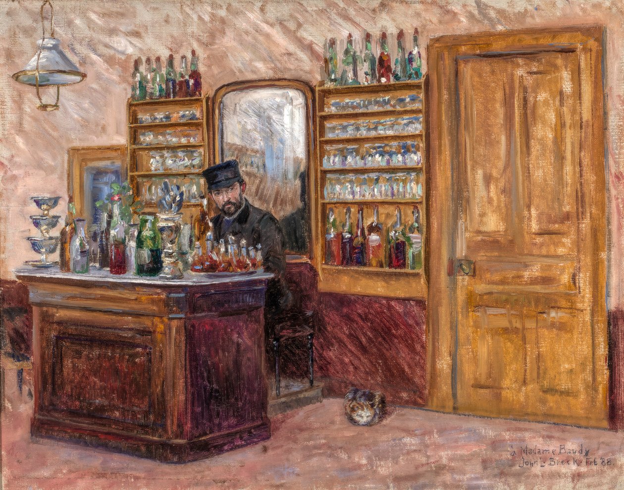 M. Baudy bag sit skrivebord på Hotel Baudy, 1888. af John Leslie Breck