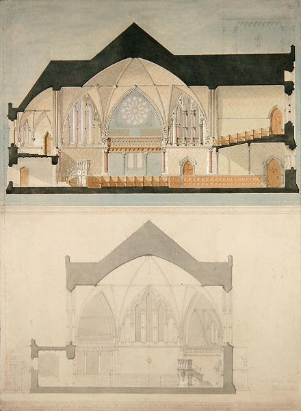 Side elevation af Trinity College Church, Edinburgh af John Lessels
