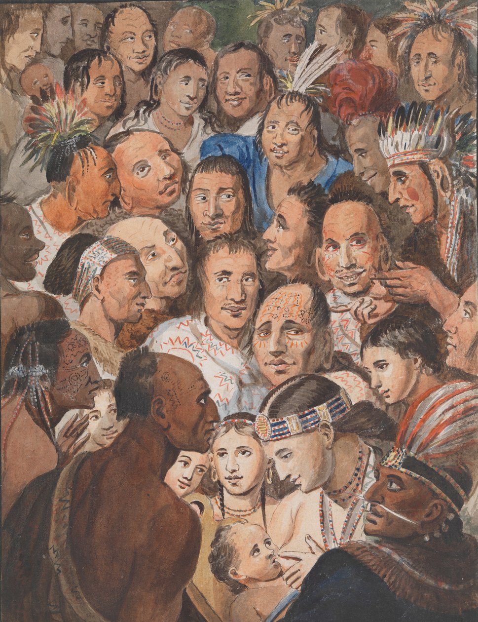 Tableau af indiske ansigter, 1811-ca. 1813. af John Lewis Krimmel