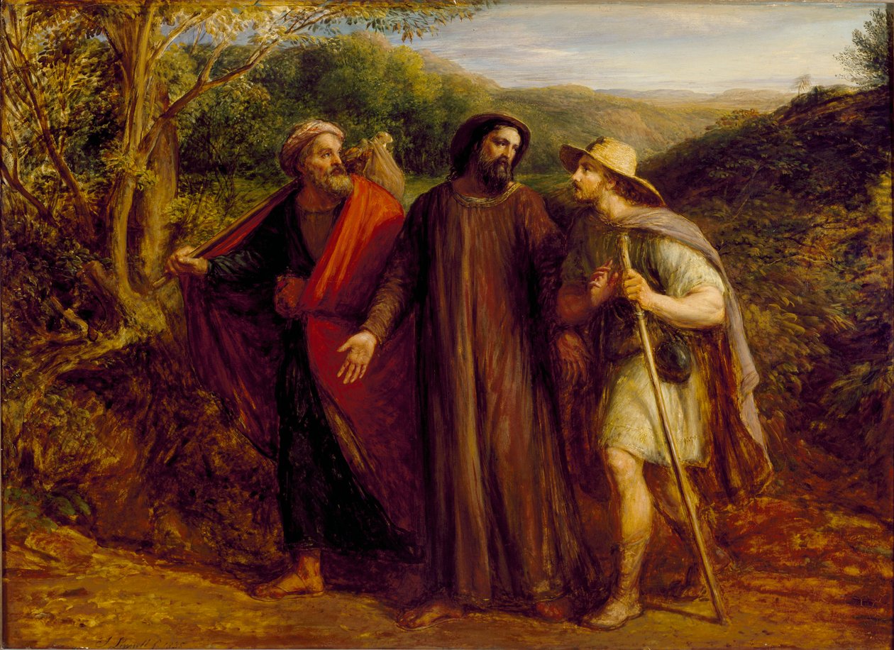 Kristi tilsynekomst for de to disciple på rejse til Emmaus, 1835 af John Linnell