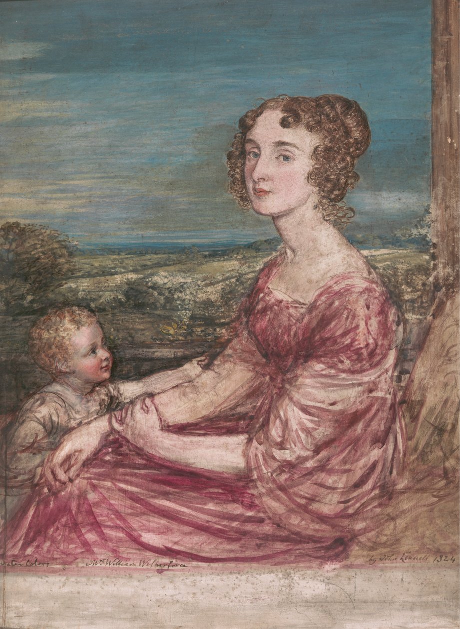 Mrs. William Wilberforce og barn af John Linnell