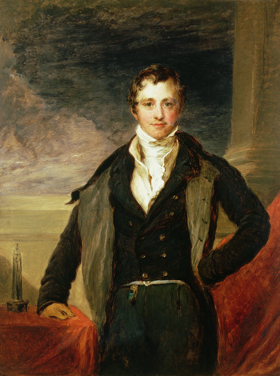 Portræt af Sir Humphry Davy (1778-1829) (olie) af John Linnell