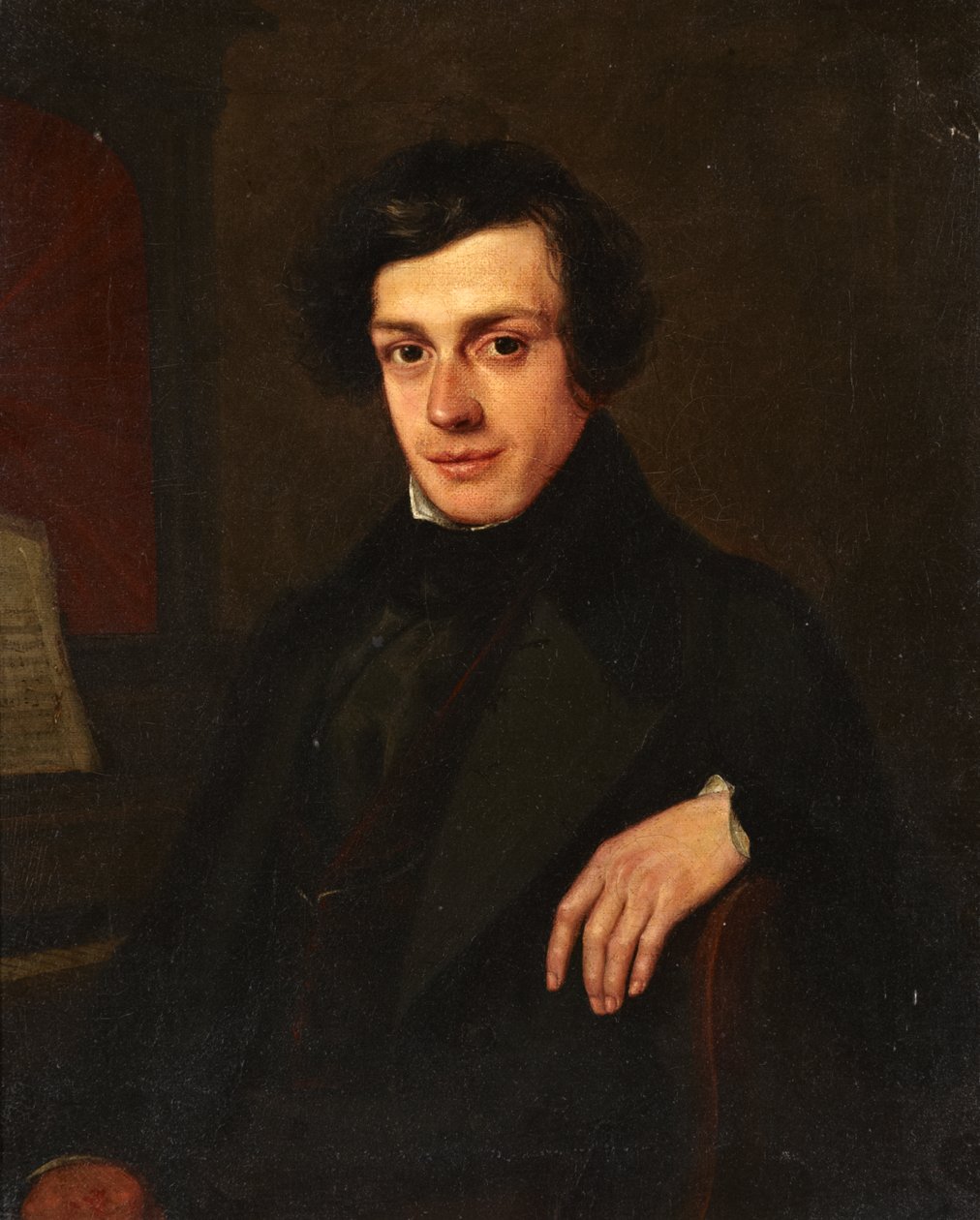 Portræt af en ung mand ved siden af et klaver, ca. 1810-30 af John Linnell