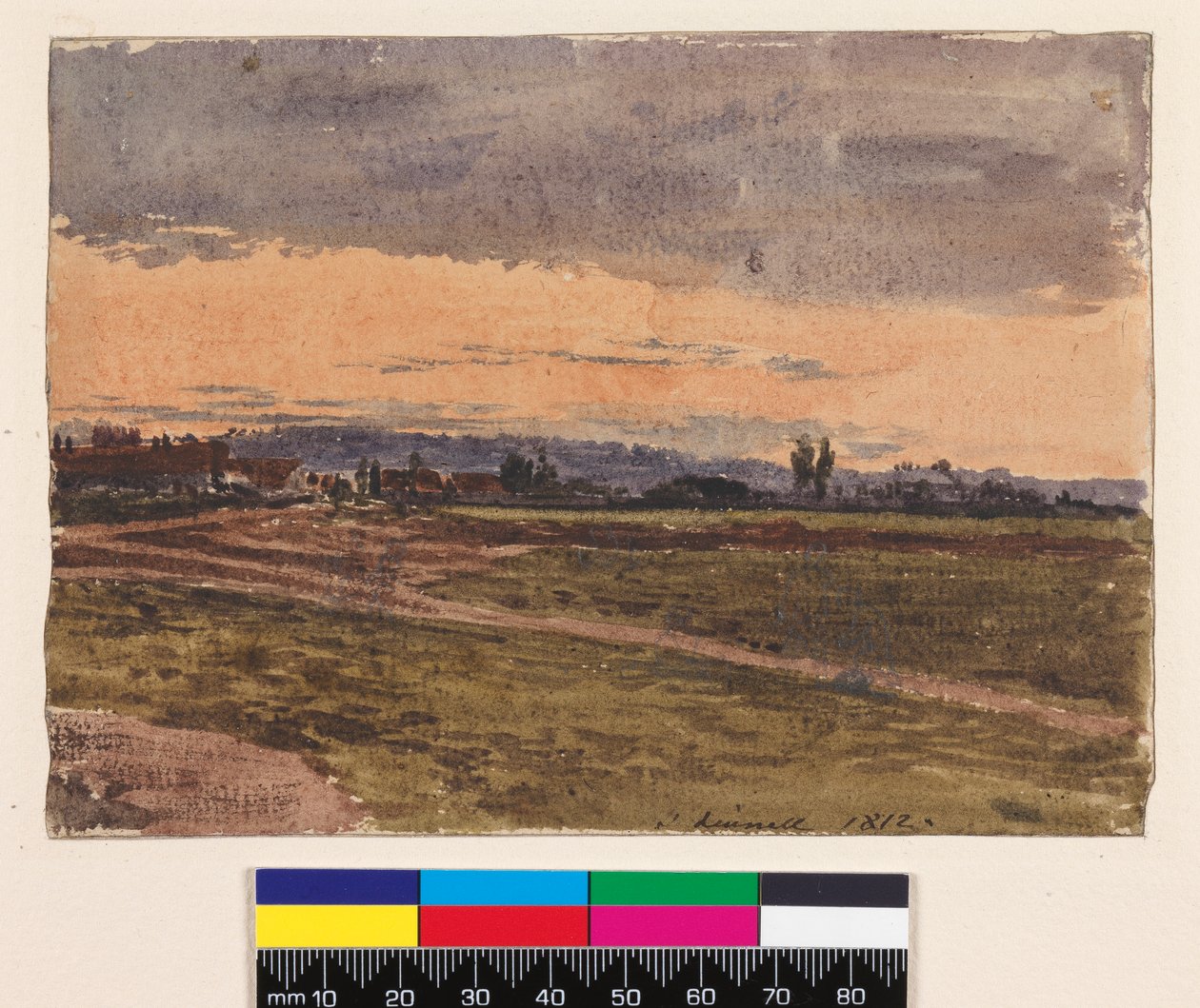 Rekto: Solnedgang. Verso: En skitse til samme emne, 1812 af John Linnell