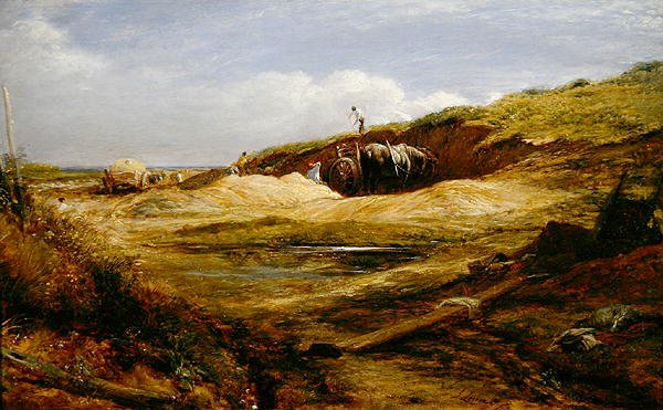 The Sand Pitts, Hampstead Heath (olie på panel) af John Linnell