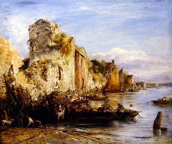 Losse både, Southampton Castle af John Linnell