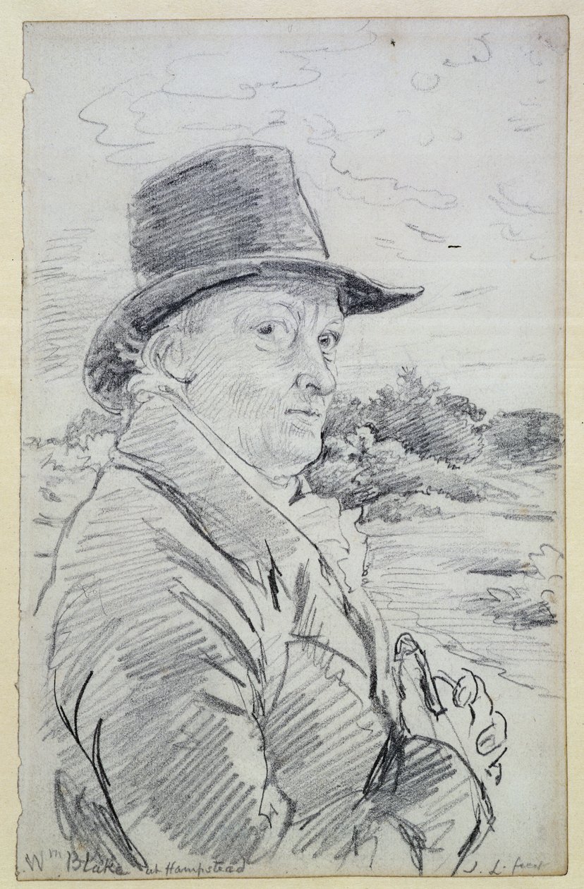 William Blake iført en hat, (indskrift: Wm Blake at Hampstead) c.1825 (blyant) af John Linnell