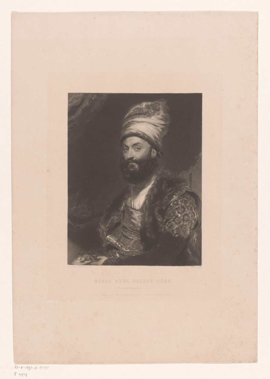 Portret af Mirza Abolhassan Khan Ilchi Mirza Abul Hassan Khan / (Den persiske ambassadør) (titel på objektet) af John Lucas