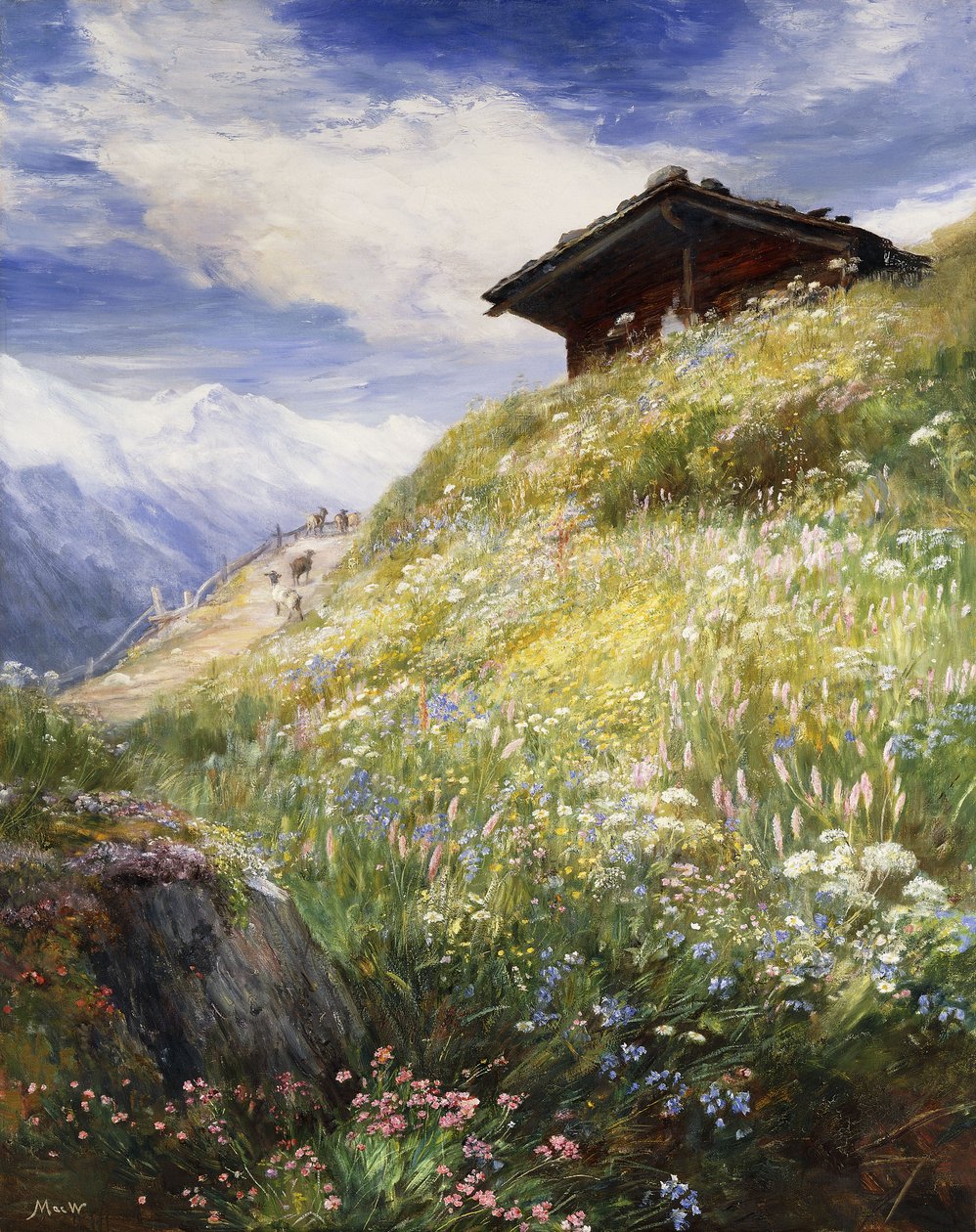 An Alpine Meadow, Schweiz, af John MacWhirter