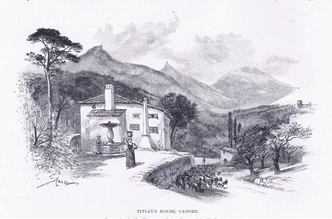 Titians hus, Cadore, fra The Magazine of Art 1893, Cassell and Company af John MacWhirter