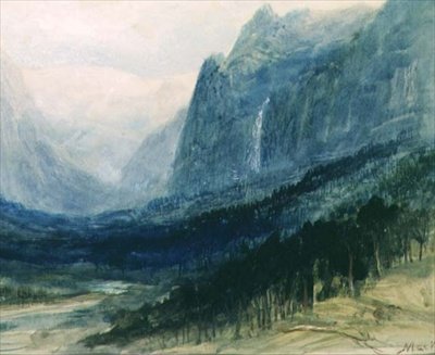 Yosemite Valley, Californien (akvarel og gouache) af John MacWhirter