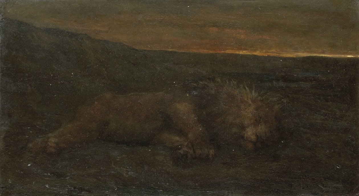 Sovende løve om natten af John Macallan Swan