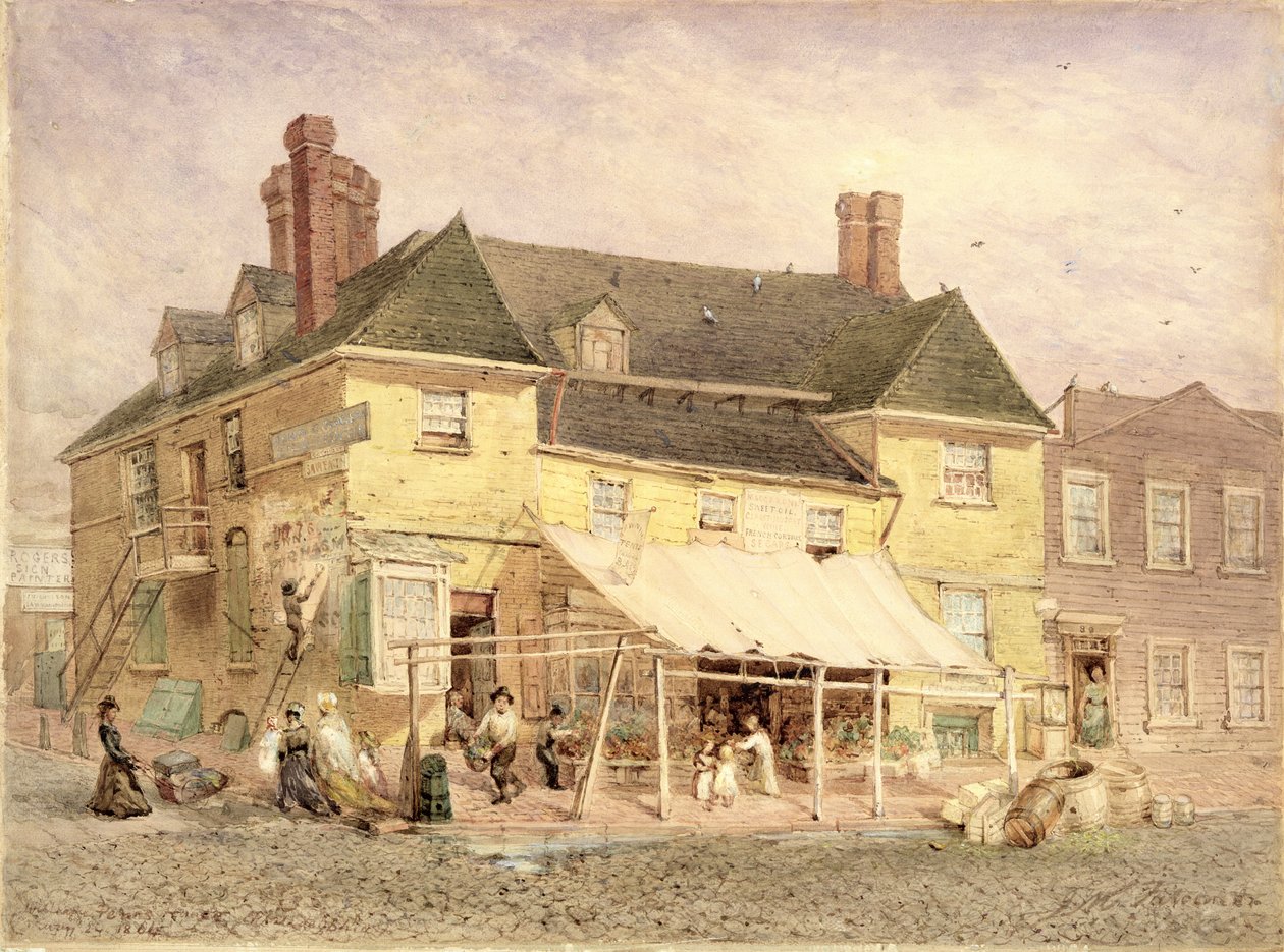 William Penns Mansion, South Second Street, Philadelphia, 1864 (gouache på papir monteret på spånplader) af John Mackie Falconer