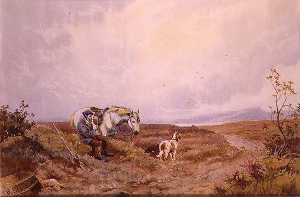 Hvile efter optagelsen (akvarel på papir) af John Maclaren Barclay
