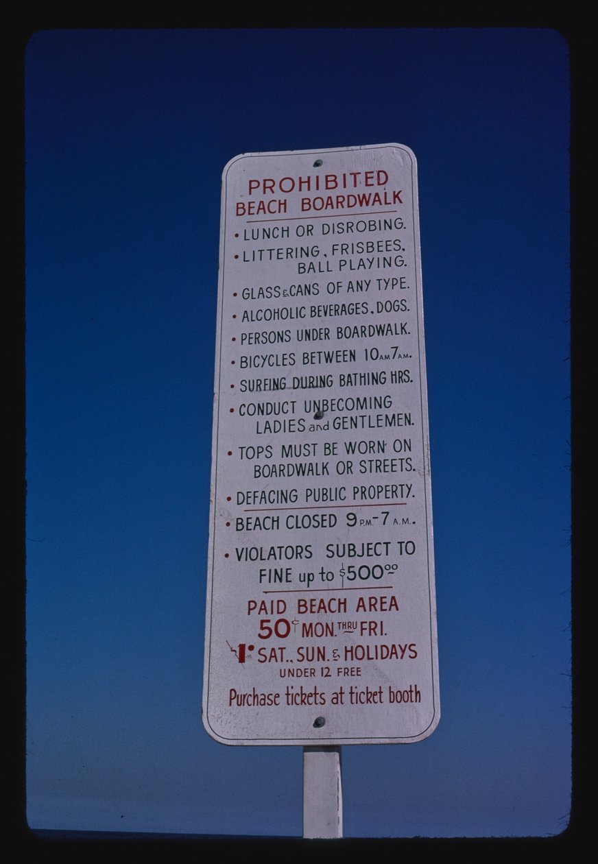 Strand, Boardwalk-regler, Seaside Heights, New Jersey, USA af John Margolies