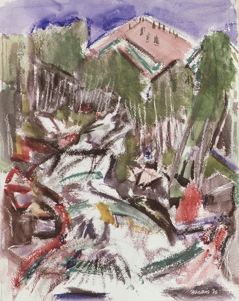 Blå himmel, bjergasp og den brølende Hondo af John Marin